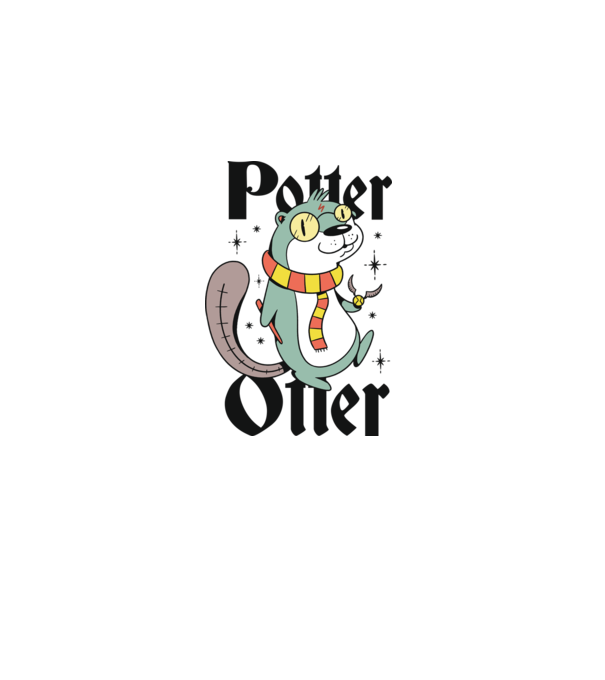 Potter Otter Vidra model alb pe tricou