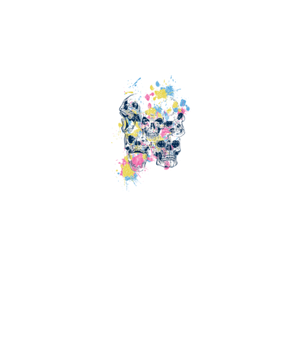 Cranii colorate model alb pe tricou