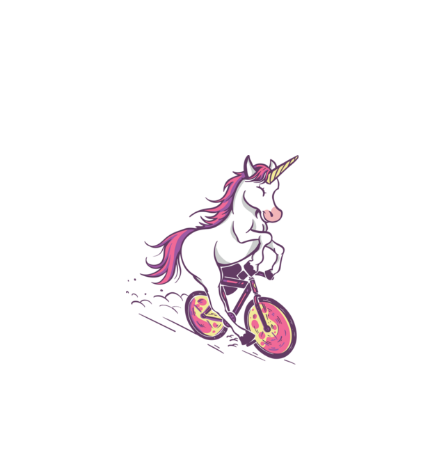 unicorn cu bicicletă model alb pe tricou