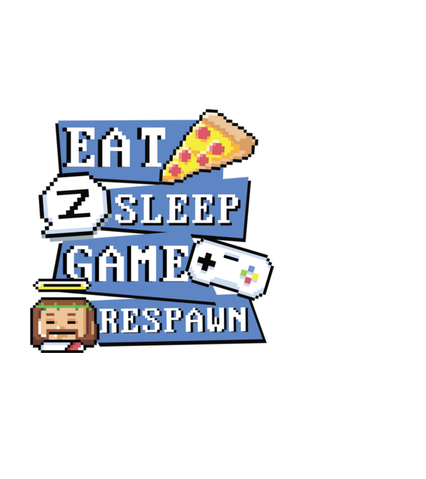 Eat, Sleep, Game respawn model negru pe tricou