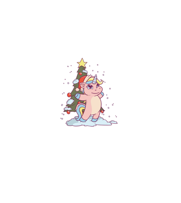 Unicorn de Crăciun model alb pe tricou