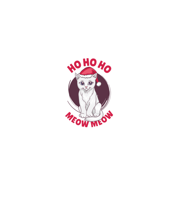 Ho Ho Ho Ho Ho Ho Ho Meow Meow Crăciun cu pisică model alb pe tricou