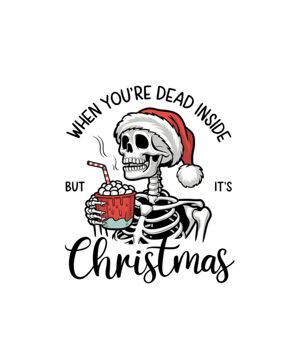 Dead inside, but it's christmas Alb model alb pe tricou