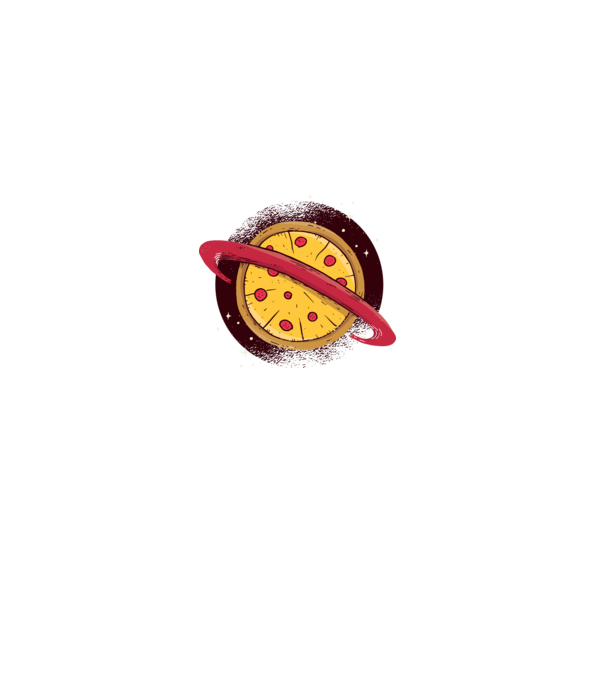 Pizza Planetă model albastru deschis pe tricou