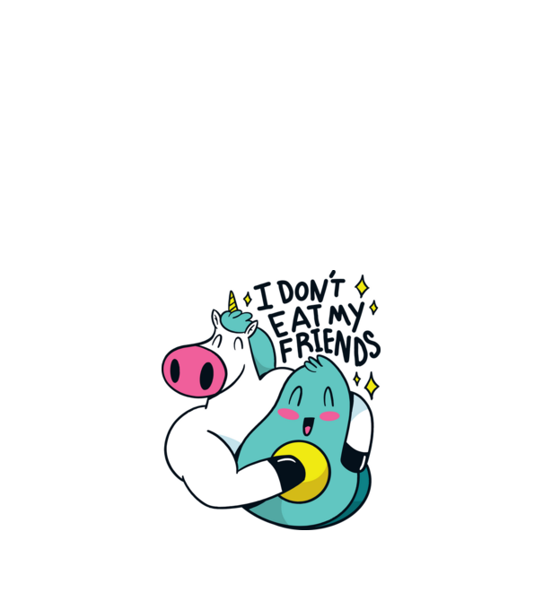 Unicorn Avocado Prietenie model albastru închis pe tricou