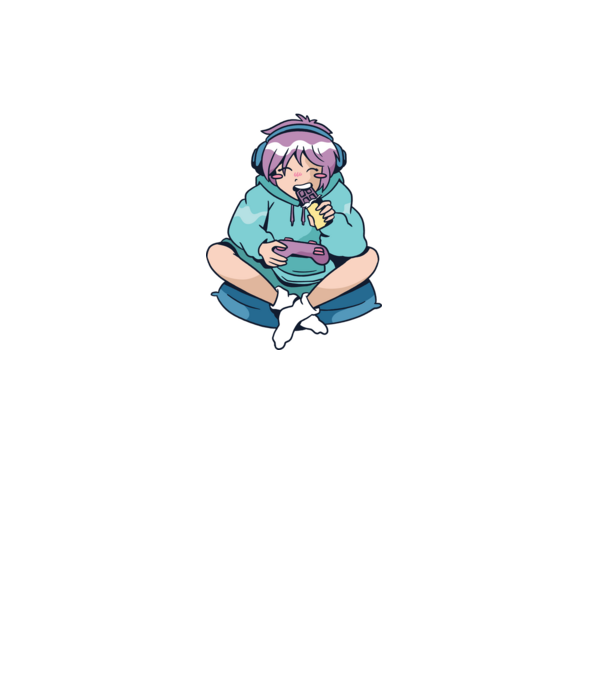 Anime Gamer Fată cu ciocolată model mov pe tricou