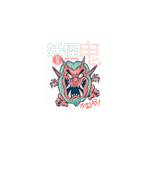 Oni Yokai Anime model negru pe tricou