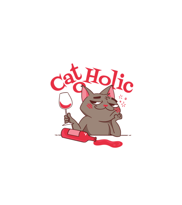 Catoholic - iubitor de pisici model alb pe tricou