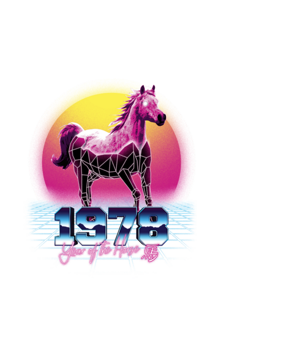 1978 Year of the Horse model negru pe tricou