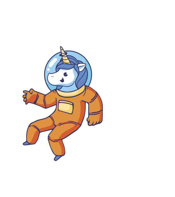 Unicorn Astronaut model alb pe tricou