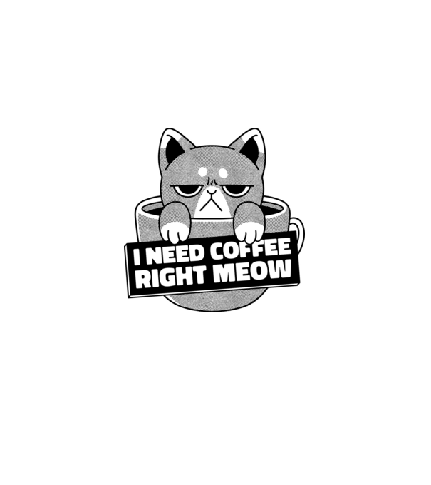 I need Coffee Right Meow model albastru deschis pe tricou