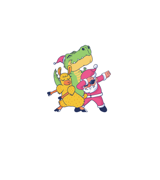 Moș Crăciun Llama T-rex DAB pentru Crăciun model albastru închis pe tricou
