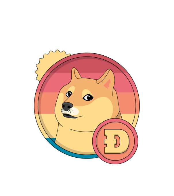 Doge Coin model alb pe tricou