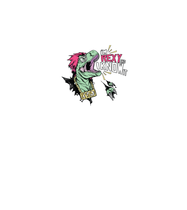 'I''m Rexy and I know it - tricou dinozaur amuzant' model alb pe tricou