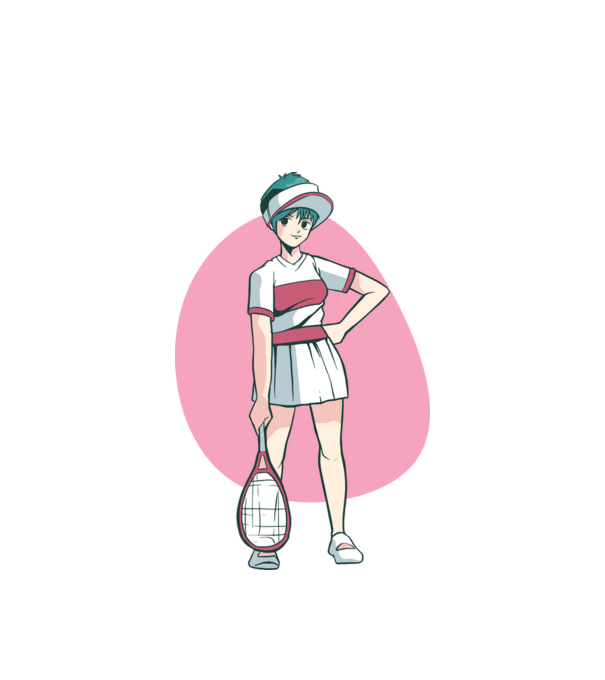 Anime Jucător de tenis fată model alb pe tricou