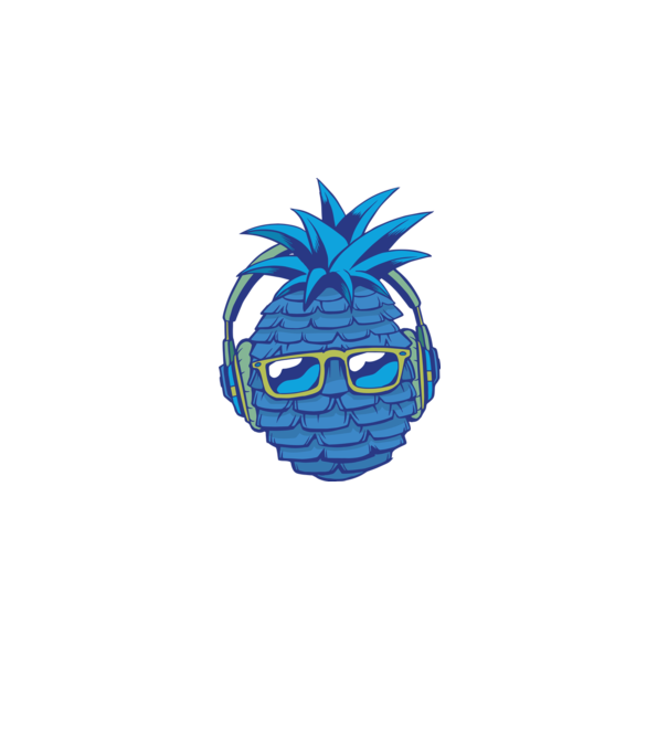 Ananas albastru cu căști model gri pe tricou
