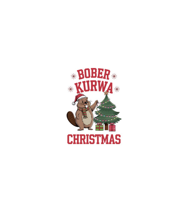 Bober Kurwa Christmas 3 model alb pe tricou