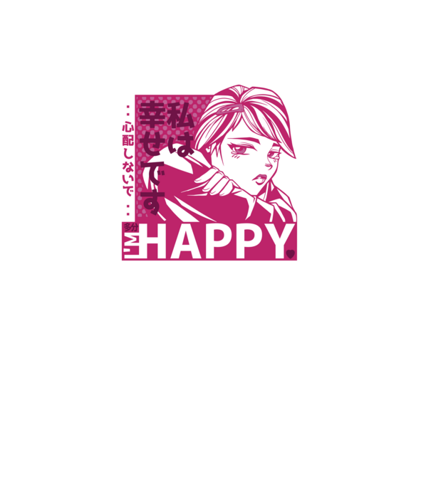 'I''m happy fată Anime antisocială' model mov pe tricou