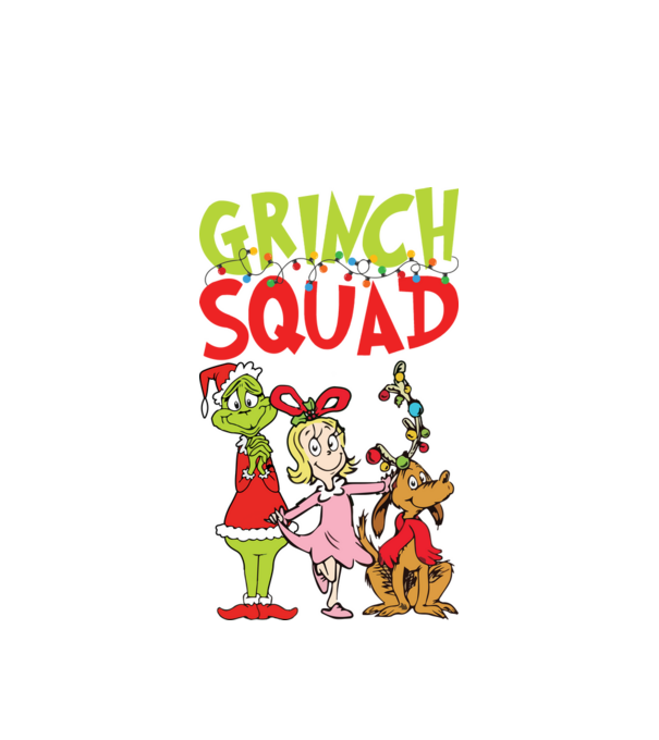 Grinch Squad model alb pe tricou