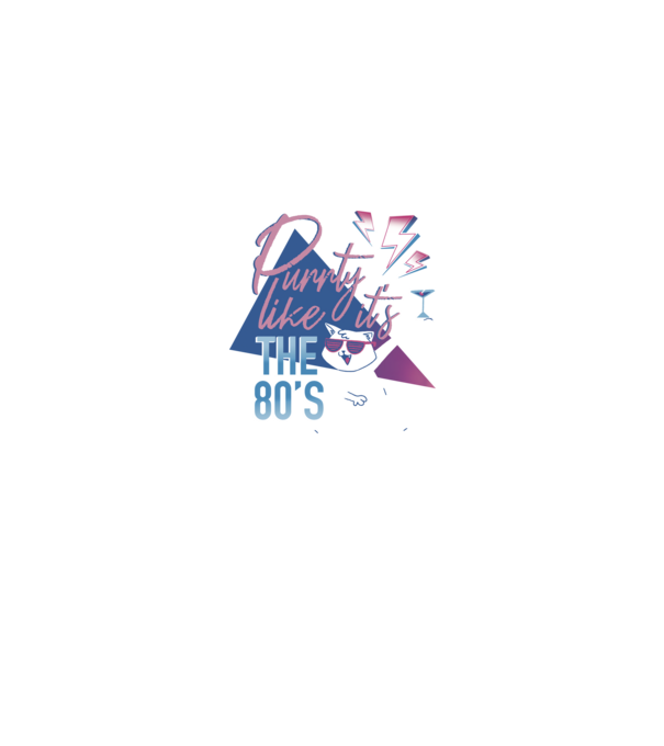 'Purrty Like it''s the 80''s' model negru pe tricou