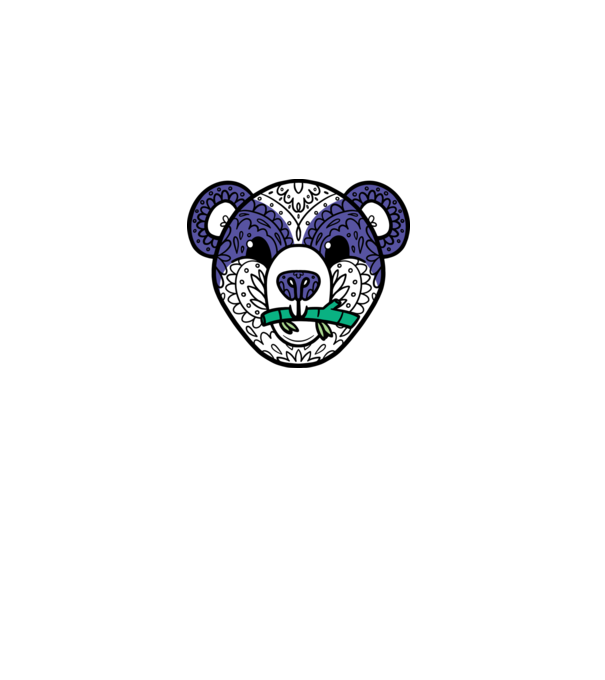 Mandala Panda model albastru deschis pe tricou