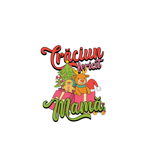CRĂCIUN FERICIT MAMĂ model negru pe tricou