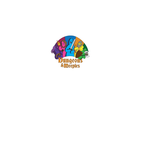 Dungeons Meeples model negru pe tricou