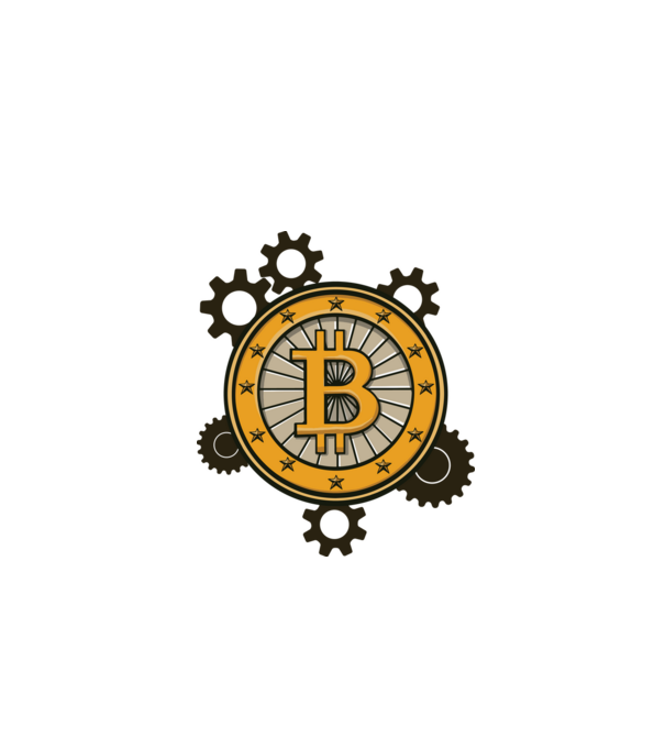 Mecanică Bitcoin model alb pe tricou