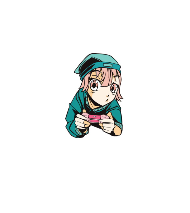 Anime fată Gamer model albastru deschis pe tricou