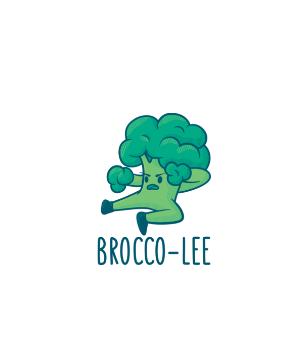 Brocco-Lee - Broccoli Karate model alb pe tricou