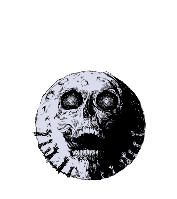 Craniu Lună model alb pe tricou