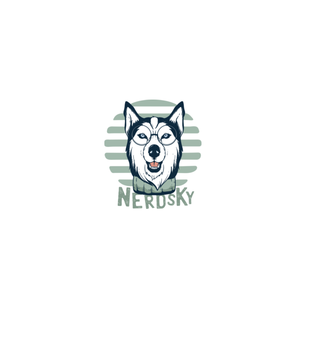 Nerdsky Husky model negru pe tricou