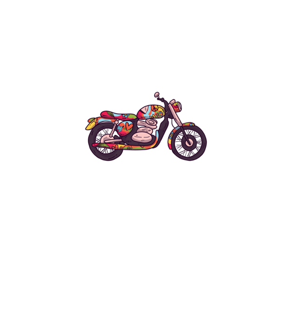 Motociclist Hippi model negru pe tricou