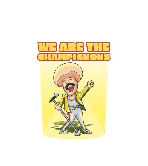 We are the Champignons Mercury model alb pe tricou