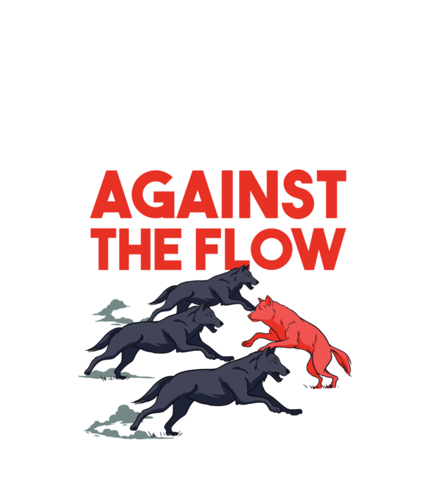 Against the flow - Împotriva curentului model alb pe tricou