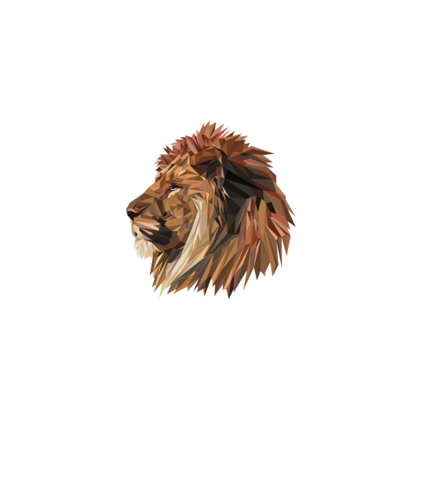 lion polygon model gri pe tricou
