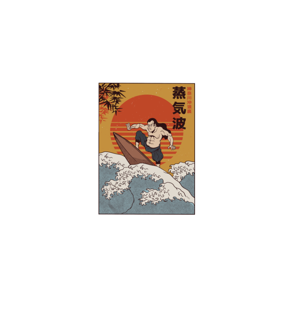 Samurai Surf model negru pe tricou