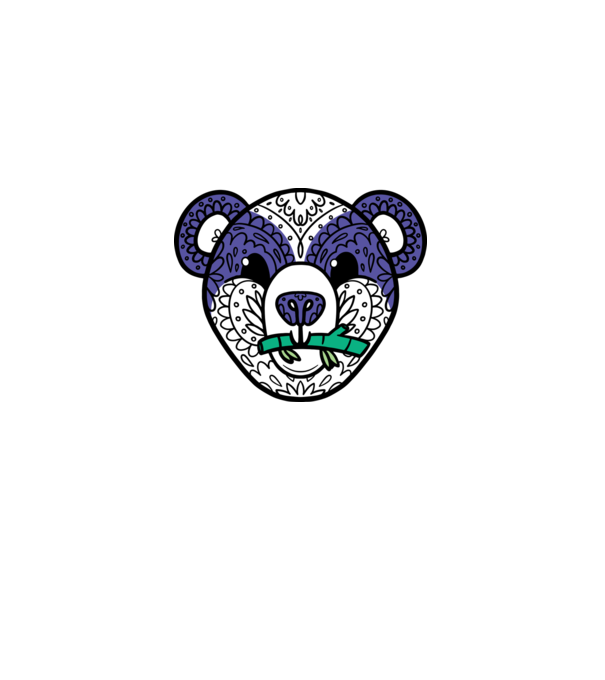 Mandala Panda model albastru deschis pe tricou
