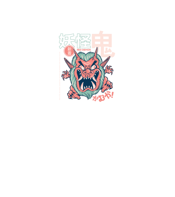 Oni Yokai Anime model negru pe tricou