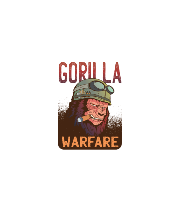Gorilla Warfare model alb pe tricou