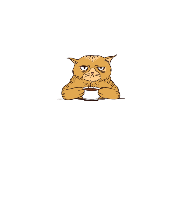 Grumpy Cat - Pisică supărată cu cafea model albastru deschis pe tricou