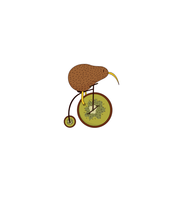 Bicicletă Kiwi model alb/roșu pe tricou
