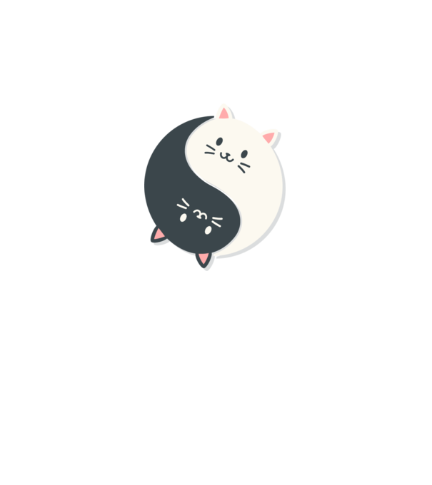 Pisicuțe Yin Yang model alb pe tricou