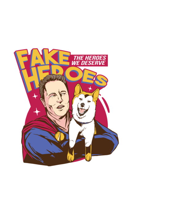Fake Hero Elon Musk model alb pe tricou