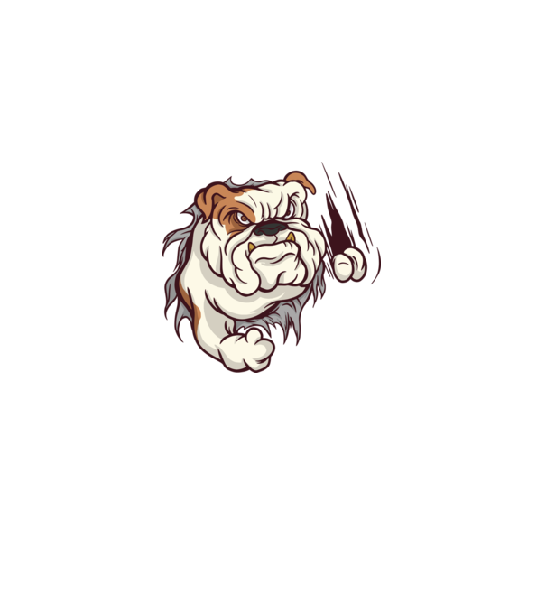 Bulldog model alb pe tricou