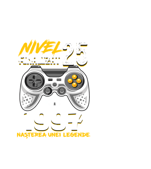 Nivel 25 finalizat. 1997 nașterea unei legende model alb pe tricou