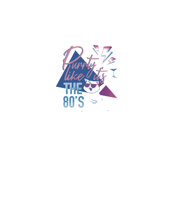 'Purrty Like it''s the 80''s' model negru pe tricou