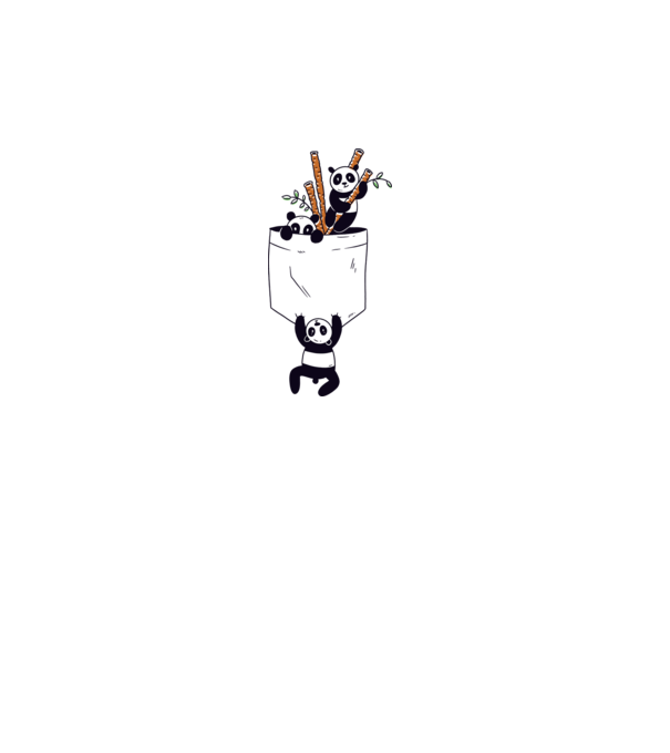 Panda de buzunar model alb pe tricou