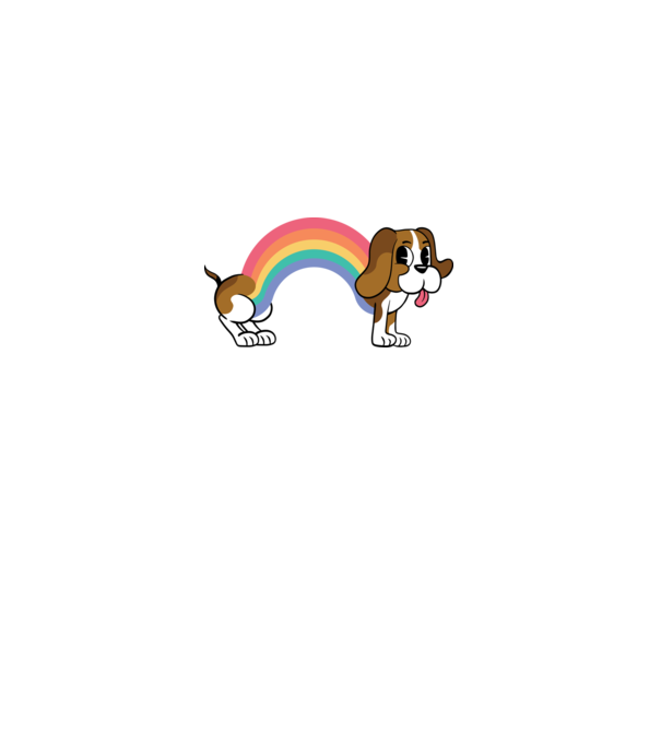 Beagle curcubeu model alb pe tricou