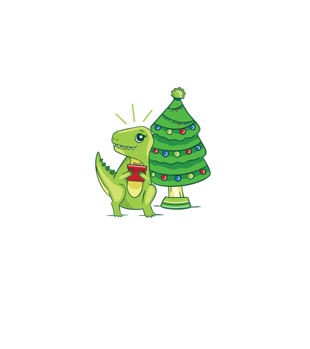 T-rex de Crăciun model alb pe tricou